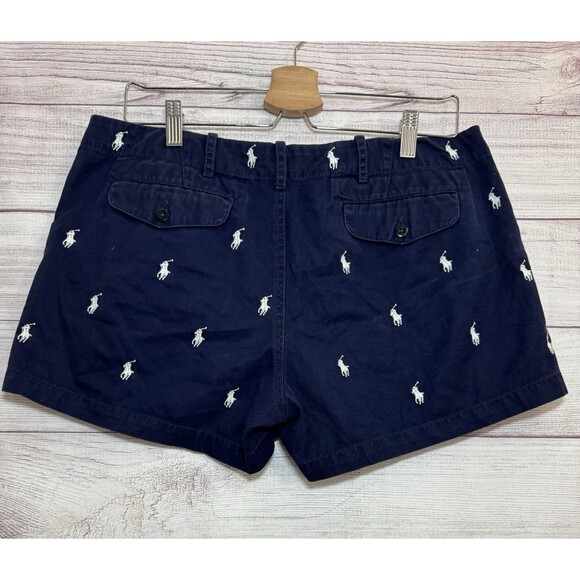 Polo Ralph Lauren  Shorts Chino Flat Front Pony Logo Navy Blue Size  12 - Picture 2 of 8